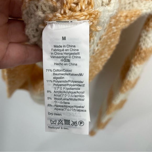 NWT Madewell Baez Pullover Sweater Loose Open Knit Stripe Orange Womens M - Picture 5 of 8